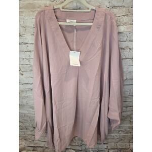 Andree By Unit Blouse Size 2x Blush Color Poncho Bat Sleeve Style V-Neck NWT